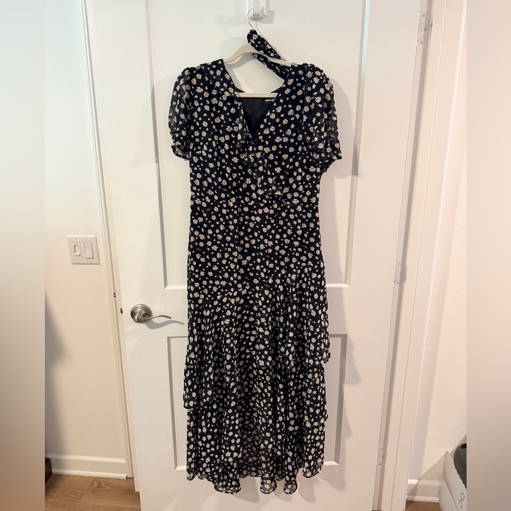 Karl Lagerfeld Black and White Floral Maxi Dress